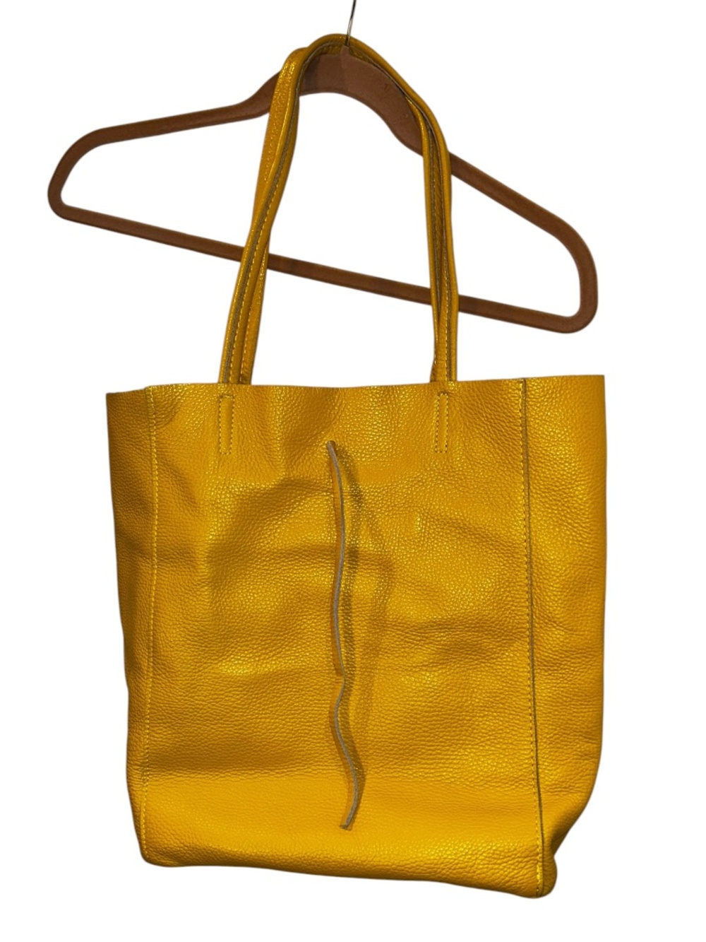 vera pelle ITALY yellow all weather leather pebbled tote bag purse